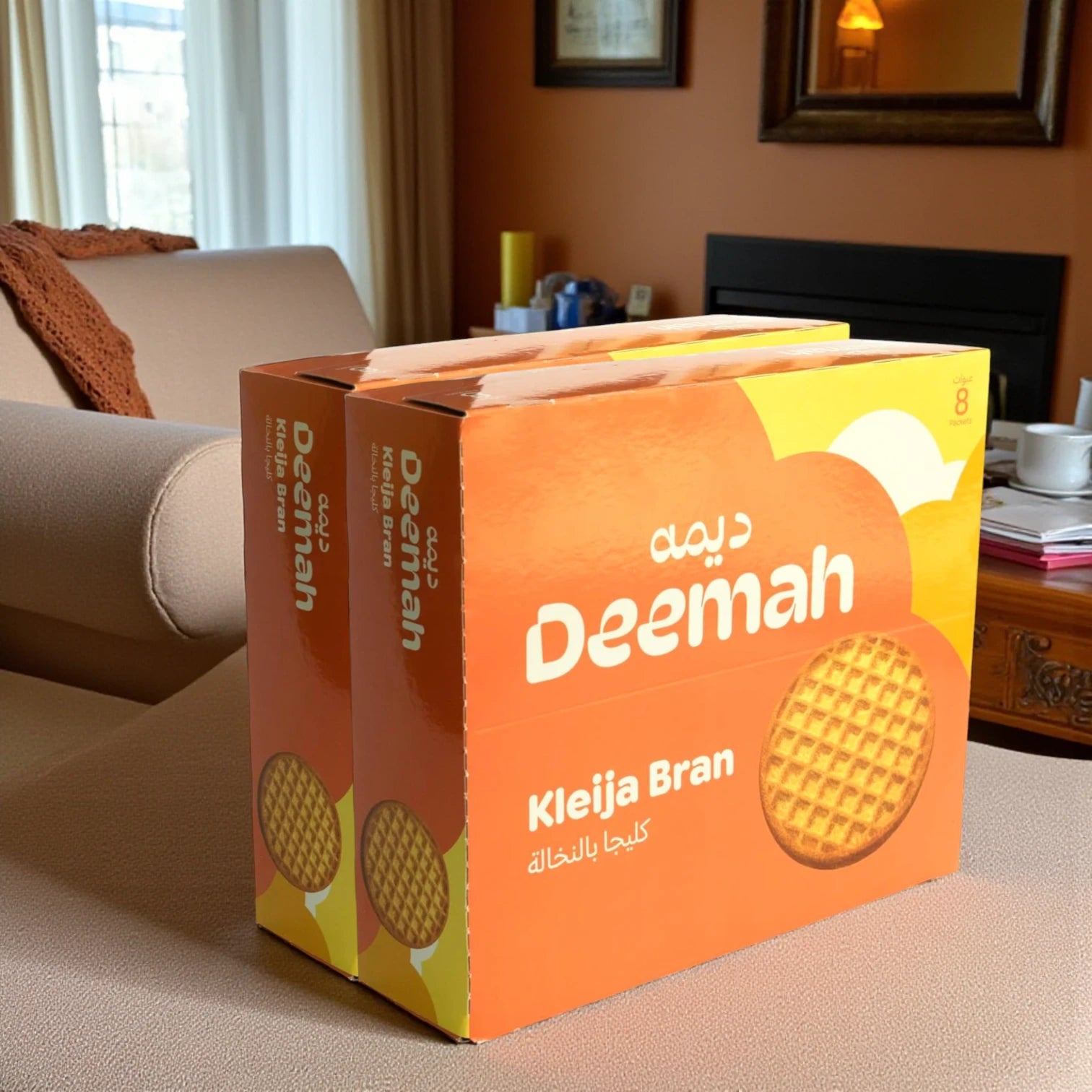 DEEMAH Kleija Bran, 2 x 8 x 62g – Traditional Whole Grain Bran-Filled Pastry | Healthy Fiber-Rich Arabic Snack | Individually Wrapped for Gifting & On-the-Go - Damoo