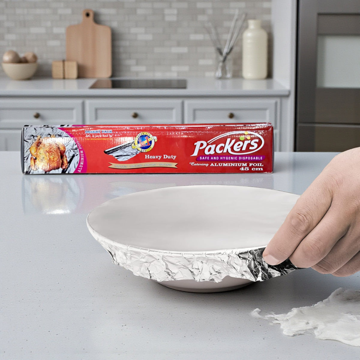 Packers Heavy Duty Catering Aluminium Foil 45cm – Safe & Hygienic Disposable Foil for Cooking, Baking, Wrapping & Food Storage - Damoo