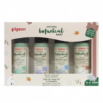 Pigeon Natural Botanical Baby Travel Set – 4 x 45ml | Mini Bath Essentials with Natural Ingredients | Tan Removal, Moisturizing & Travel-Friendly - Damoo