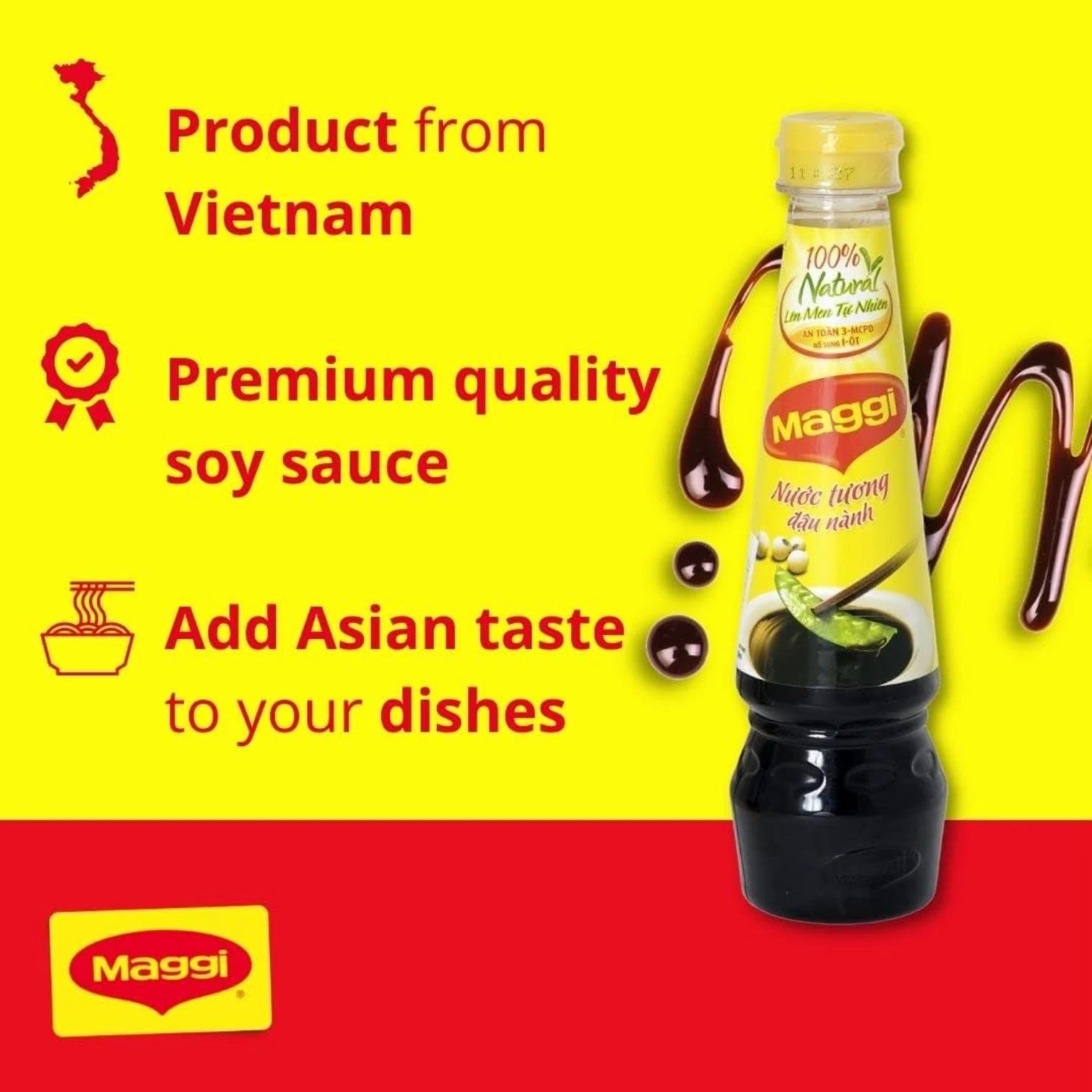 Maggi Soy Sauce 300ml – Naturally Fermented Soy Condiment for Asian Cooking, Dipping & Marinades | No Artificial Colors or Flavors - Damoo