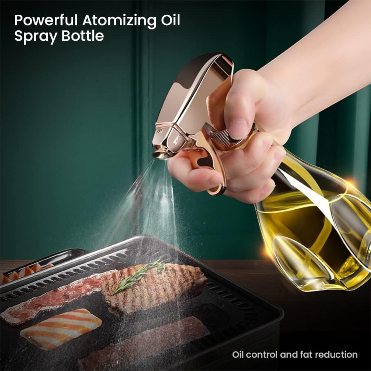 Multi-Purpose Oil Sprayer Bottle for Cooking, Air Fryer & BBQ with Adjustable Spray Nozzle, Trigger Pump & Leak-Resistant Design (21H x 10.5L × 6.5W CM) - Damoo