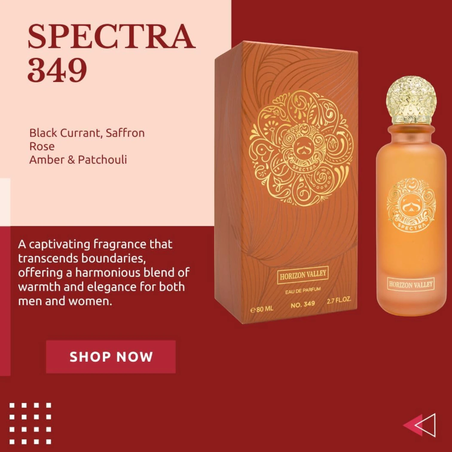 Spectra 349 Horizon Valley EDP Unisex Perfume – Amber Woody Long-Lasting Fragrance – 80ml