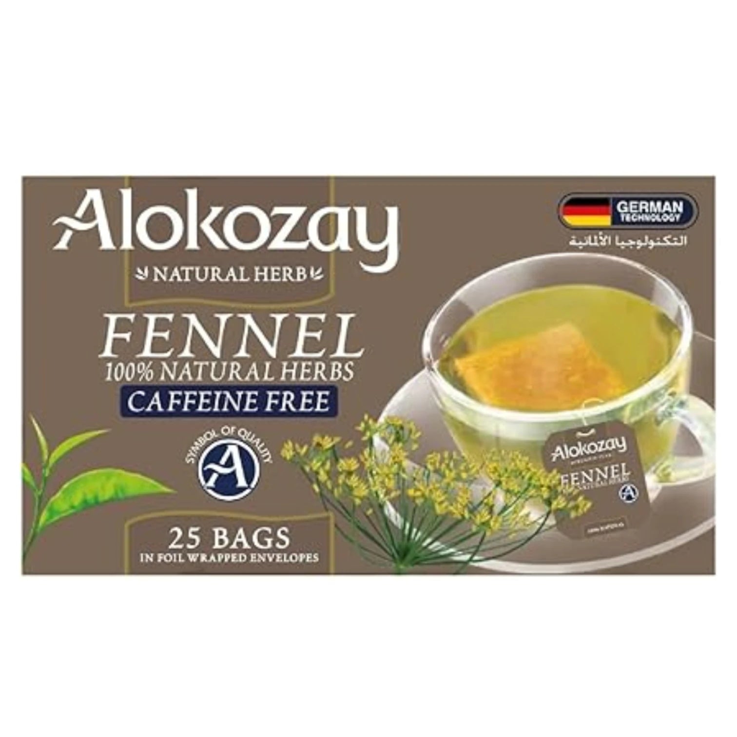 Alokozay Fennel Herbal Tea – 100% Natural Caffeine-Free Infusion | 25 Individually Foil-Wrapped Tea Bags | Soothing Digestive Tea Imported from Canada - Damoo