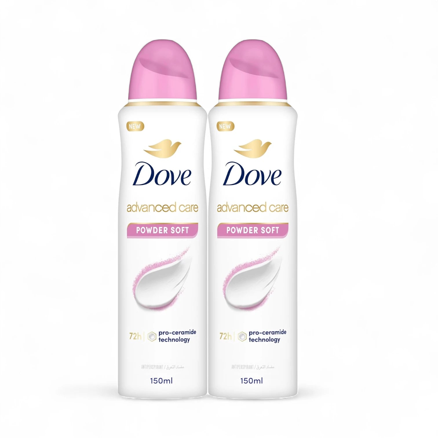 Dove Advanced Care Antiperspirant Deodorant Spray for Women – Powder Soft Scent, 72H Sweat & Odor Protection, Pro-Ceramide Moisturizing Technology, Gentle on Skin, 150ml (Pack of 2) - Damoo
