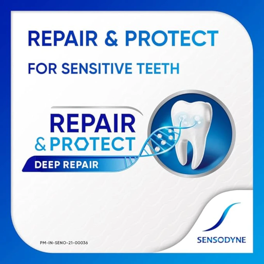Sensodyne 2 Pcs Pack Advanced Repair & Protect Extra Fresh Toothpaste - 75 ML | Clinically Proven Sensitivity Relief with Stannous Fluoride | Repairs Sensitive Teeth, Strengthens Enamel, Freshens Breath - Damoo