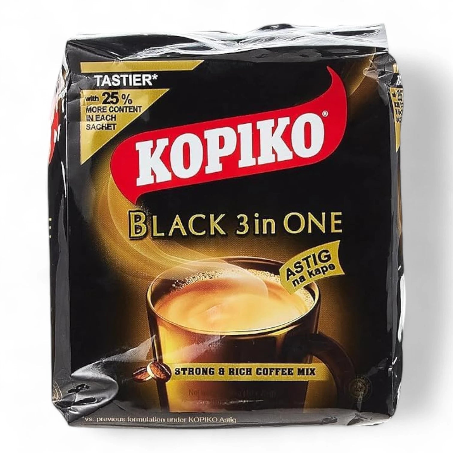 Kopiko 3-in-1 Instant Black Coffee – 10 Sachets x 25g | Medium Roast Coffee Mix | Bold, Distinctive Taste | Vegetarian-Friendly - Damoo