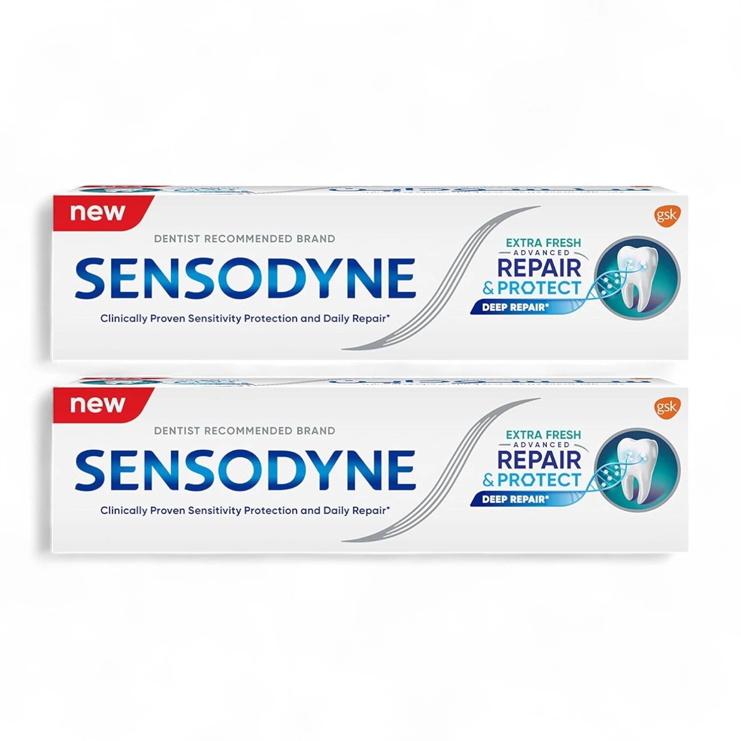Sensodyne 2 Pcs Pack Advanced Repair & Protect Extra Fresh Toothpaste - 75 ML | Clinically Proven Sensitivity Relief with Stannous Fluoride | Repairs Sensitive Teeth, Strengthens Enamel, Freshens Breath - Damoo