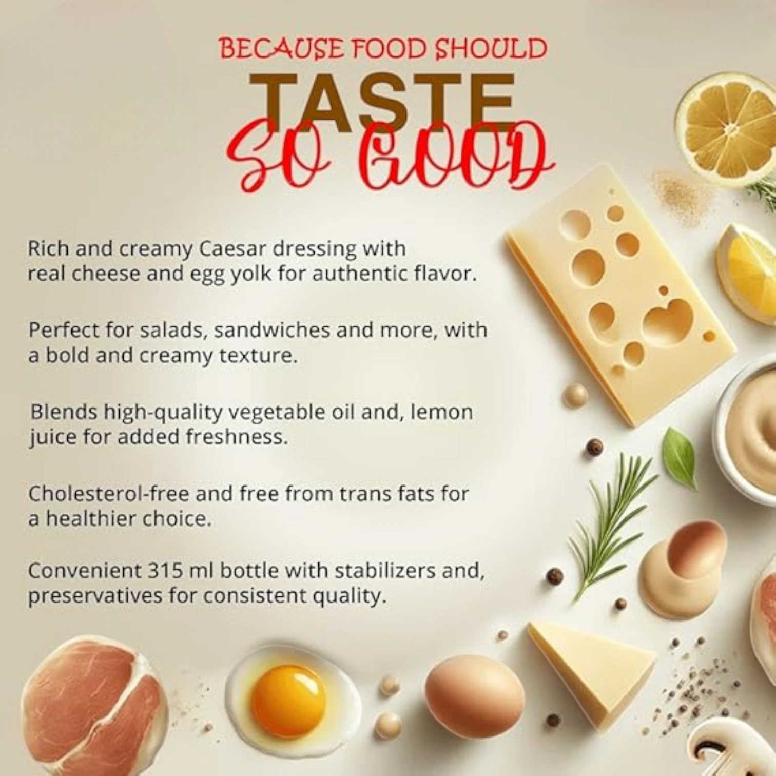 Excellence Caesar Dressing – Bold, Creamy & Classic Flavor in Every Pour – 315ml Bottle - Damoo