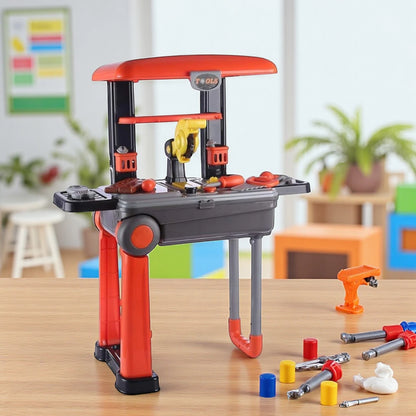 Xiong Cheng Deluxe Tool Set for Kids | 2-in-1 Portable Workbench & Suitcase with Toy Tools | Educational Construction Playset for Children 3+