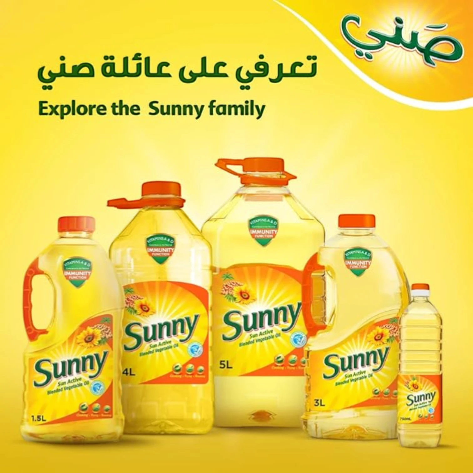 Sunny Everyday Cooking Oil 4L – Blended Vegetable Oil with Palm Olein, Soybean & Sunflower Oil – Rich in Omega 3 & Vitamins A, D3 & E - Damoo