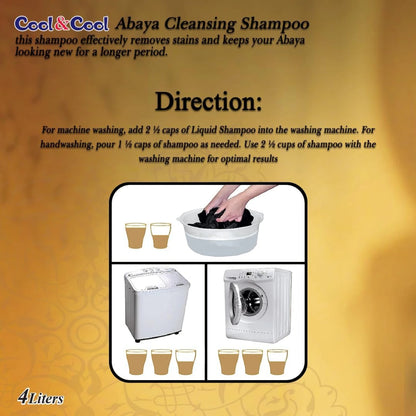 Cool & Cool Abaya Cleansing Shampoo – 4 Liter Value Pack Pouch | Protects Abaya Color, Gentle Fabric Care, Deep Cleansing & Long-Lasting Freshness - Damoo