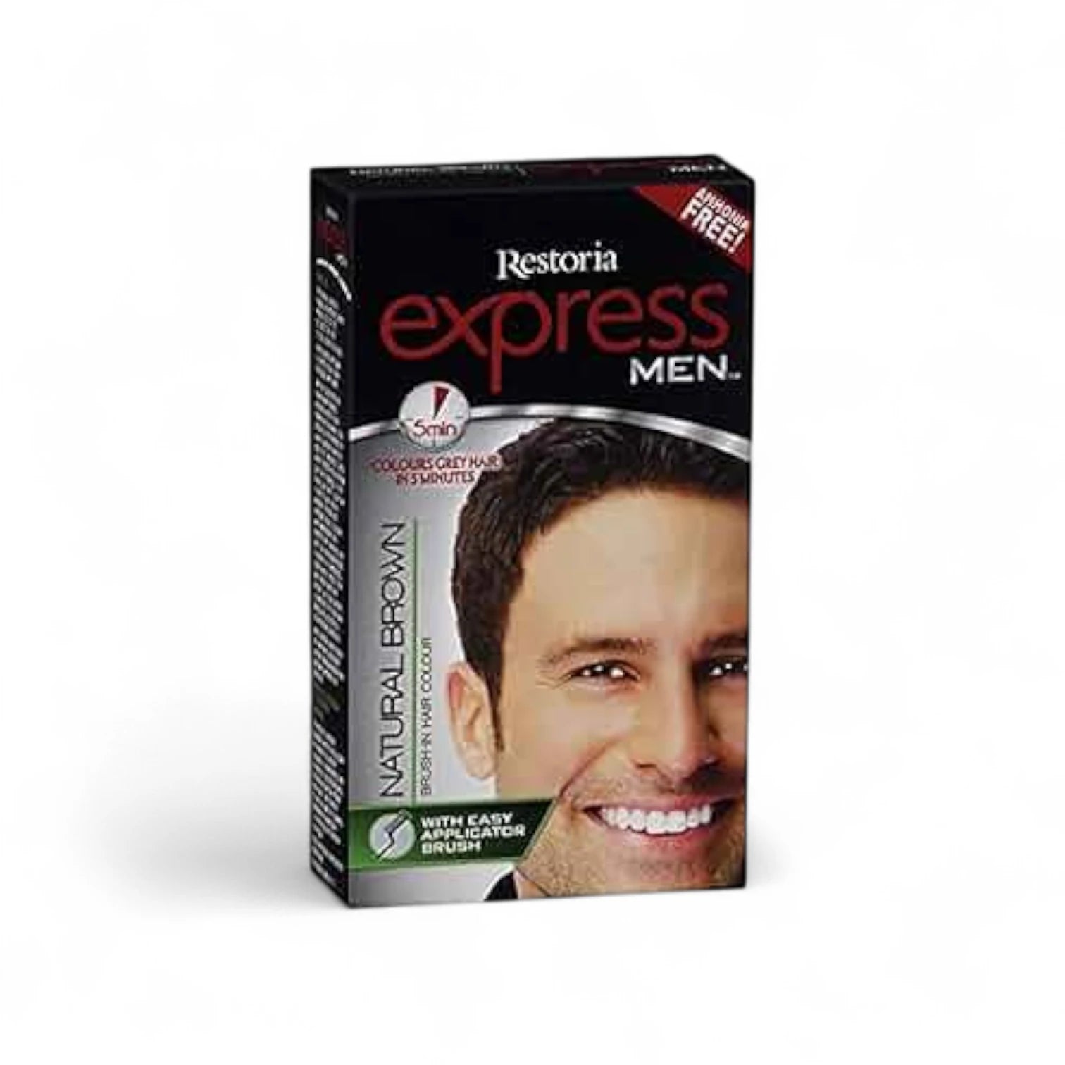 Restoria Men’s Express Natural Hair Colour Brown 80g – Quick Grey Hair Coverage, Cream Formula, Hygienic Packaging - Damoo
