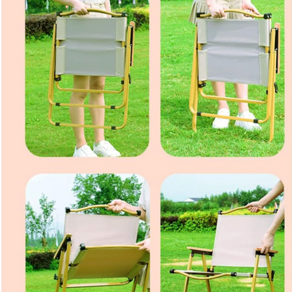 ReadJade Folding Garden Chair – Heavy Duty 190kg Capacity, Oxford Cloth Seat with Steel Tube Frame, Solid Wood Handle, Wide Seat & Backrest for Camping, Fishing, BBQ & Outdoor Relaxing- Black & Beige