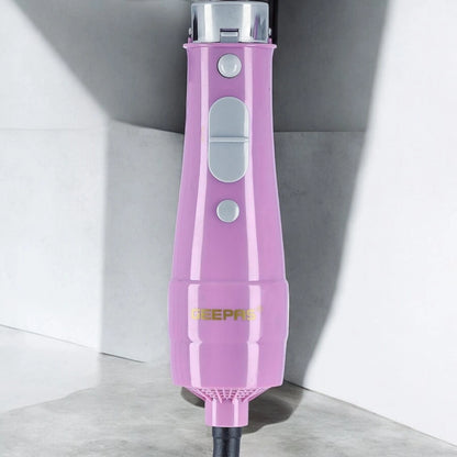 Geepas 4-in-1 Multi-Functional Hair Styler – 750W Powerful Motor, Curling Iron, Blow Brush & 2 Speed Settings – Overheat Protection, Cool Shot, 360° Swivel Cord – Professional Hair Styling Tool – Red - GH714 - Damoo