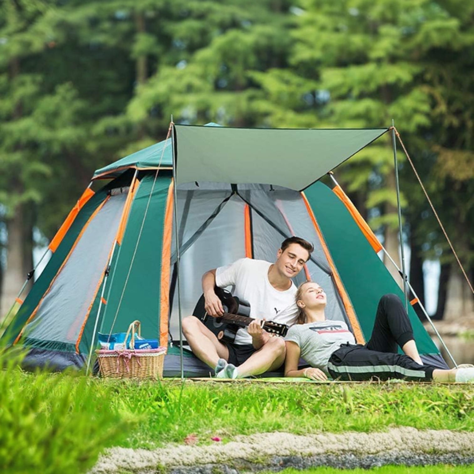 Automatic Camping Tent – 3 Second Quick Opening Pop-Up Tent with Ventilation & Mosquito Prevention – Waterproof Outdoor Family Tent for 3 to 6 Persons, Easy Setup for Camping, Hiking, and Beach