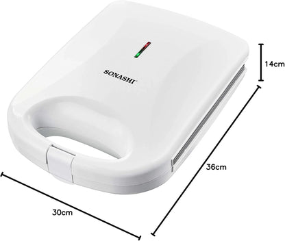 Sonashi 4-Slice Electric Sandwich Grill Maker with Non-Stick Grill Plates, Cool Touch Handle, Overheat Protection & Handle Lock System – 1400W White Panini Press for Toast, Grilled Sandwiches & Snacks SGT-842 - Damoo