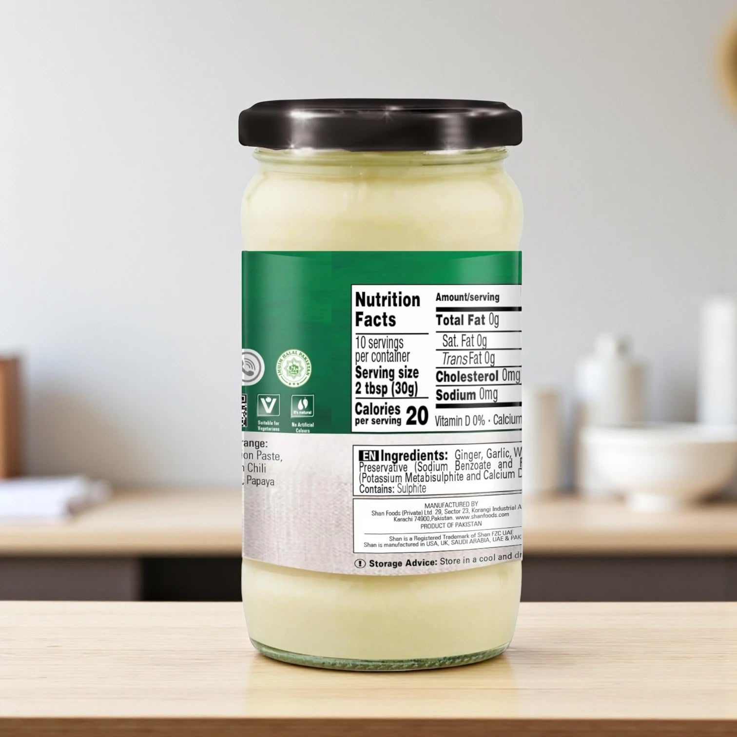 Shan Ginger Garlic Paste 310g – Freshly Ground Ginger & Garlic Blend for Cooking | Authentic Indian Flavor Base | Airtight Glass Jar, Hygienic, Vegetarian-Friendly, Long Shelf Life - Damoo