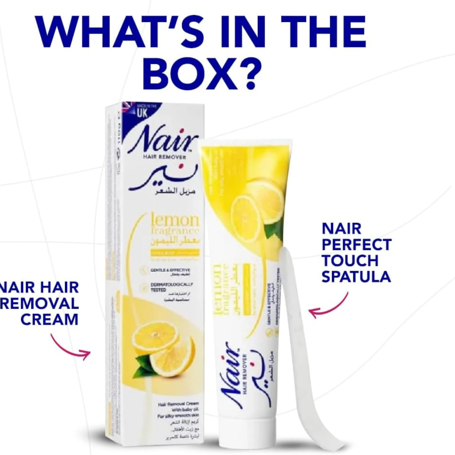Nair Hair Removal Cream with Lemon Fragrance & Baby Oil – 110g | Long-Lasting Smooth Skin for All Skin Types | Gentle & Effective - Damoo
