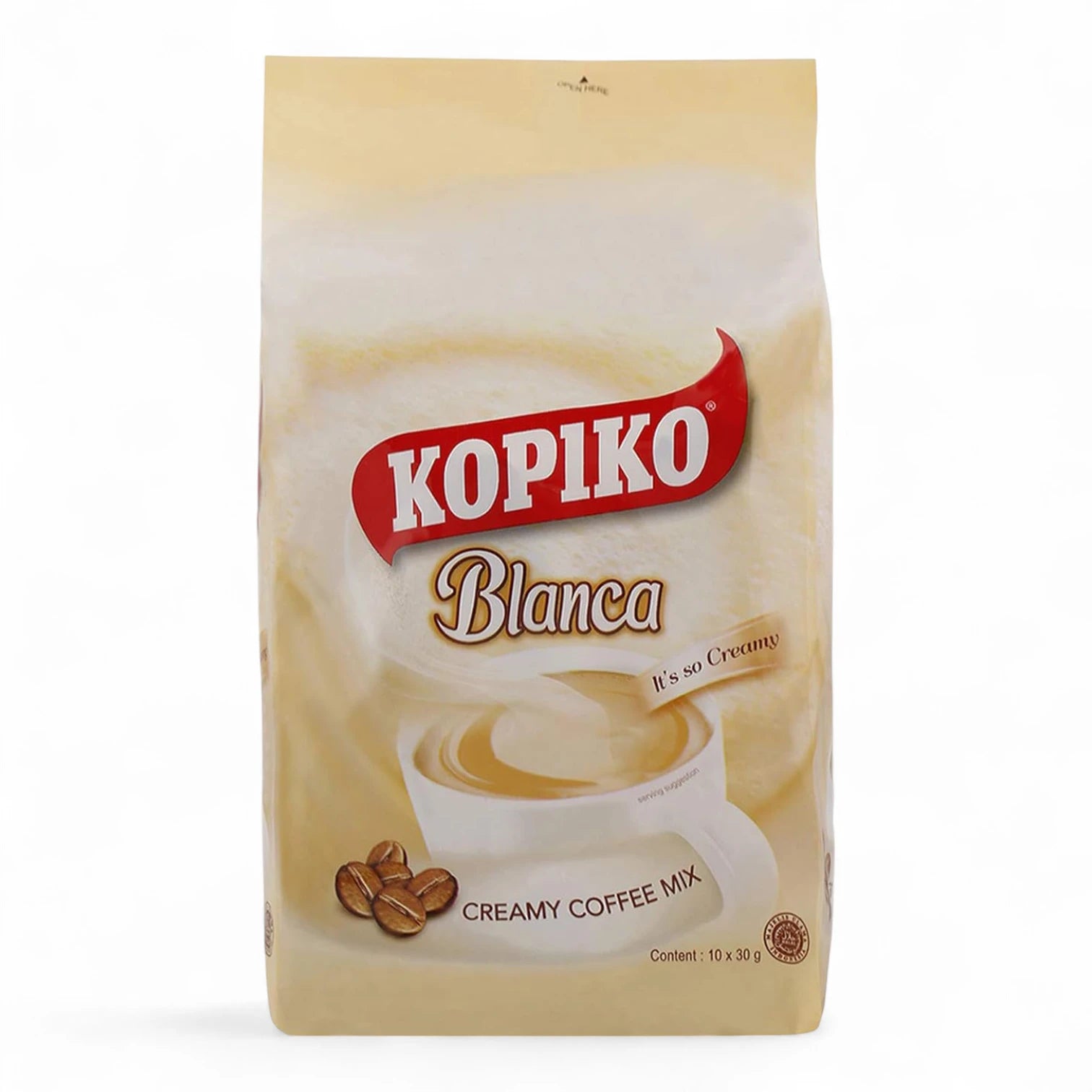 Kopiko Blanca Creamy Instant Coffee Mix – 10 Sachets x 30g | Smooth & Velvety Light Roast | Premium 3-in-1 Coffee with Creamer - Damoo