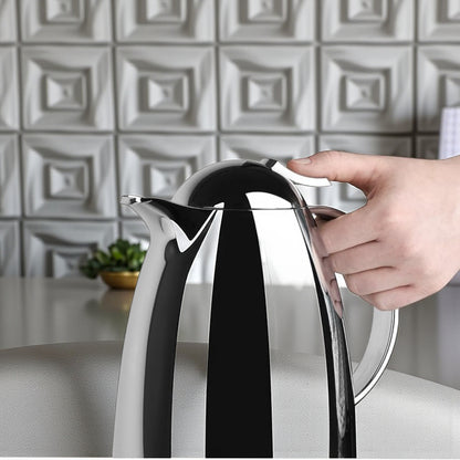 Emsa Cone Thermal Jug Swirl 1.5 L – Metallic Silver | Premium German-Made Vacuum Flask with Glass Liner for Hot & Cold Drinks - Damoo