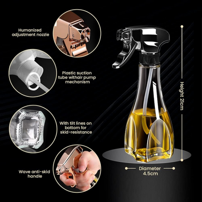 Multi-Purpose Oil Sprayer Bottle for Cooking, Air Fryer & BBQ with Adjustable Spray Nozzle, Trigger Pump & Leak-Resistant Design (21H x 10.5L × 6.5W CM) - Damoo