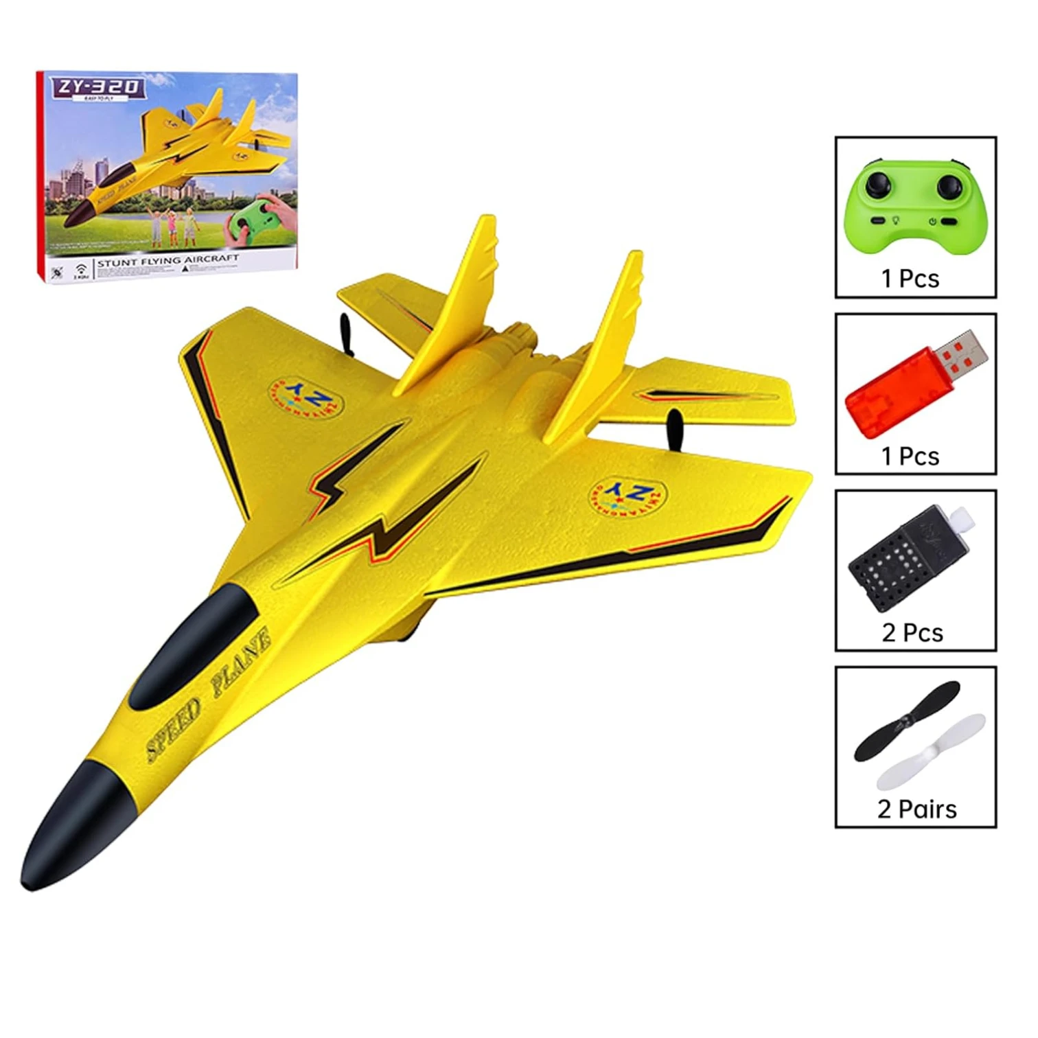 ZYPLANE Rechargeable Remote Control Aircraft Jet – Unbreakable EPP Foam RC Plane with 150M Range, Outdoor & Indoor Flying Airplane Toy for Kids and Beginners (ZY320 Model)