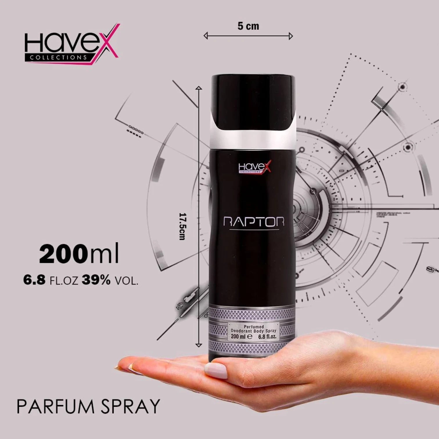Havex Raptor Perfumed Deodorant Body Spray for Men – Bold Spicy & Sizzling Fragrance, Long-Lasting Freshness, Everyday Confidence Booster, Premium Perfume Quality, 200ml Spray Can - Damoo