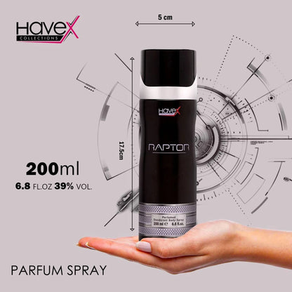 Havex Raptor Perfumed Deodorant Body Spray for Men – Bold Spicy & Sizzling Fragrance, Long-Lasting Freshness, Everyday Confidence Booster, Premium Perfume Quality, 200ml Spray Can - Damoo