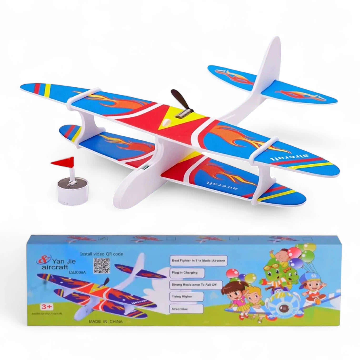 YAN JIE Motorized Rechargeable Hand Throw Flying Glider Plane | Foam RC Model Toy with USB Charging, Fall-Resistant, Long-Flight Outdoor Airplane for Kids & Adults