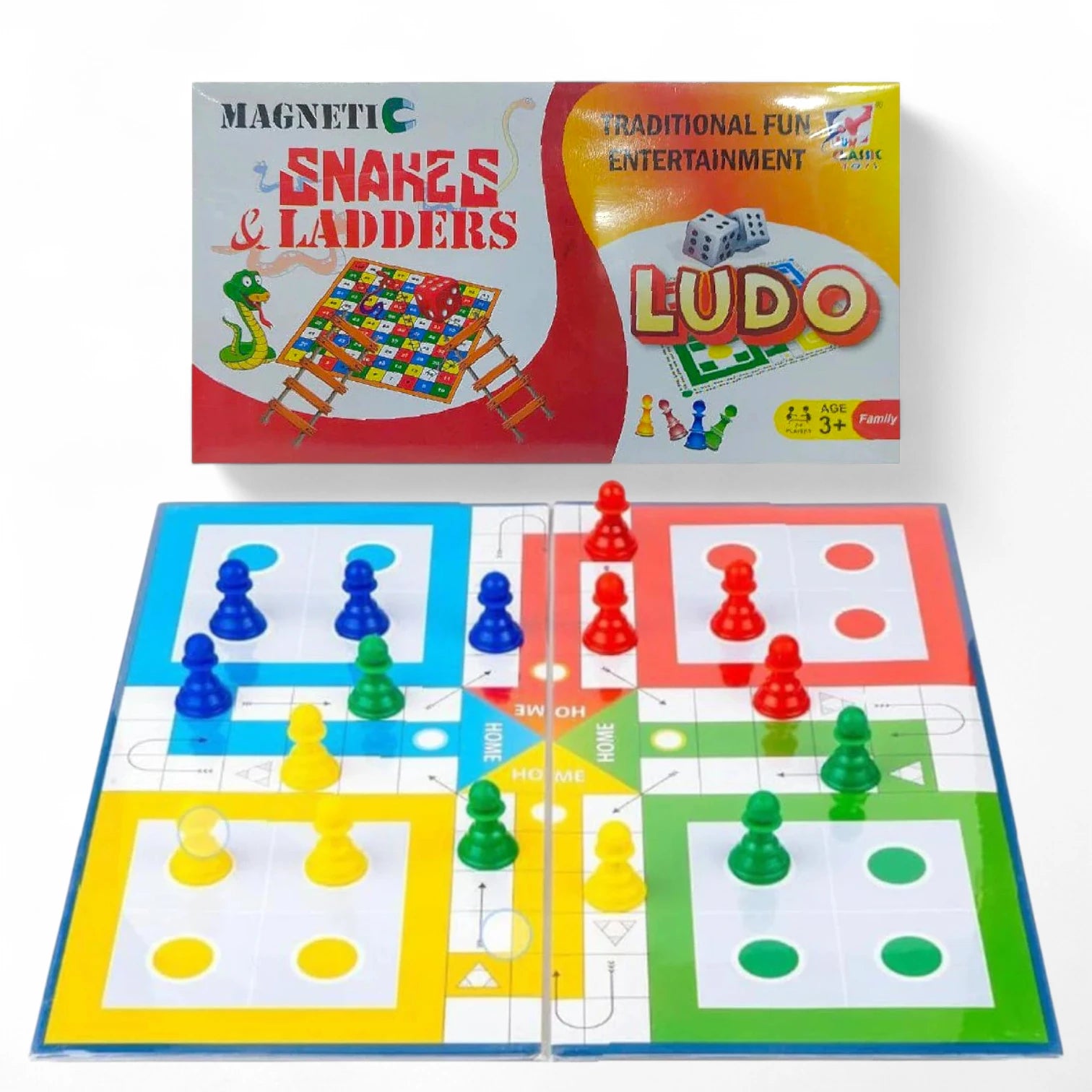 Magnetic Ludo & Snakes and Ladders Board Game Set for Kids & Adults | Classic Family Fun Multiplayer Game | Educational & Travel-Friendly Toy for Age 3+