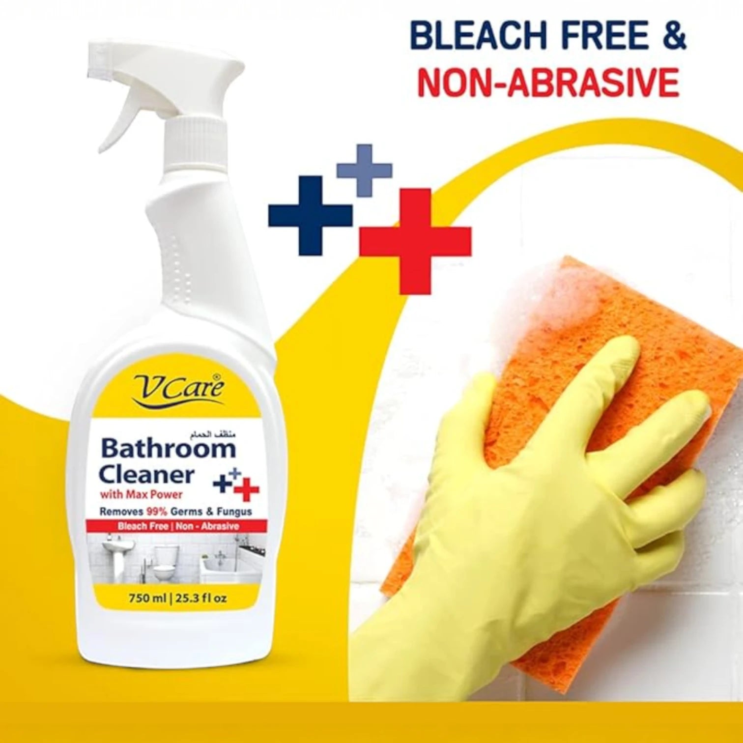 V Care Bathroom Cleaner Trigger Spray – Lime Scent, 750ml (Pack of 2) | Removes 99% of Germs & Fungus | Bleach-Free, Non-Abrasive, Powerful Bathroom Disinfectant