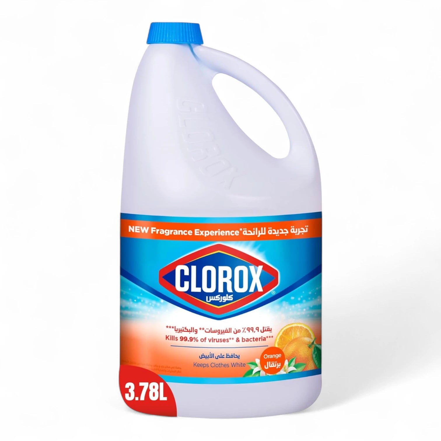 Clorox Liquid Bleach Orange Scent 3.78L – Kills 99.9% of Germs & Bacteria, Keeps Clothes White & Fresh, Powerful Stain Removal, Household Disinfectant - Damoo