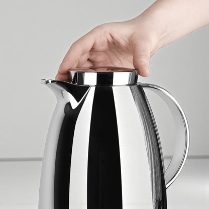 Emsa Cone Thermal Jug Swirl 1.5 L – Metallic Silver | Premium German-Made Vacuum Flask with Glass Liner for Hot & Cold Drinks - Damoo