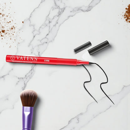 Vatenn Italy Smudgeproof Ink Eyeliner – Black | Waterproof, Long-Lasting Liquid Eyeliner with Precision Brush Tip & Matte Finish - Damoo