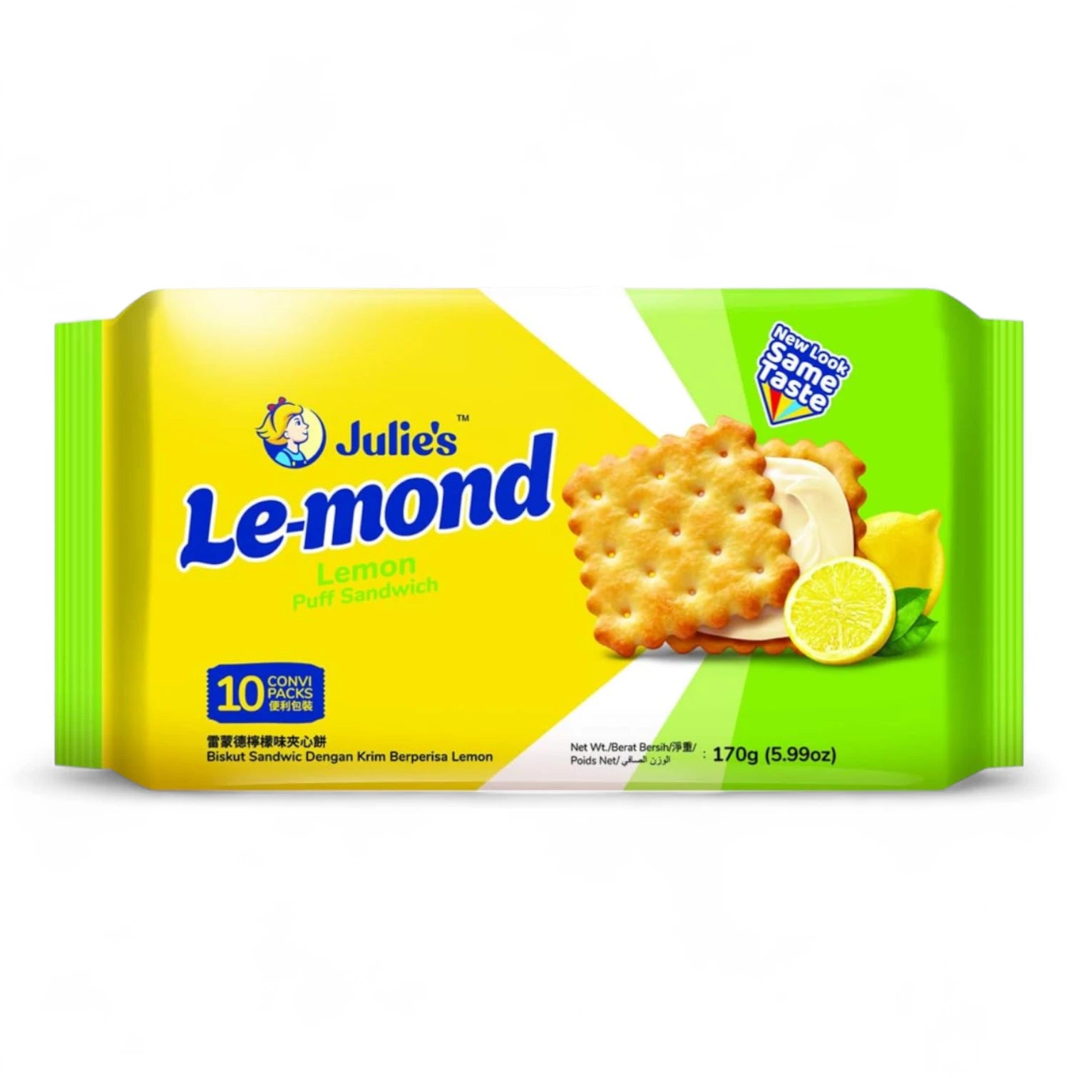Julie’s Le-Mond Puff Sandwich Biscuits – Zesty Lemon Cream Filling – 180g | Halal, Crispy & Refreshing Snack - Damoo