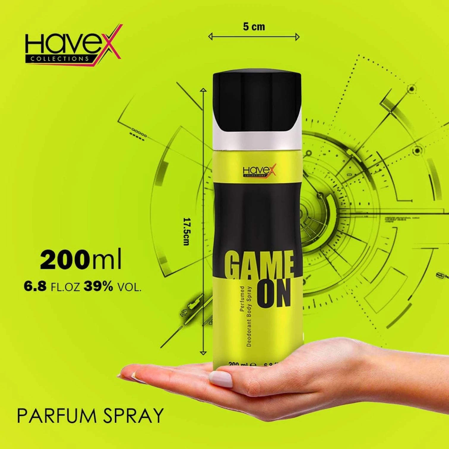 Havex Game On Perfumed Deodorant Body Spray for Men – Bold Spicy & Sizzling Fragrance, Long-Lasting Freshness & Everyday Confidence Booster, Premium Perfume Quality, 200ml Spray Can - Damoo