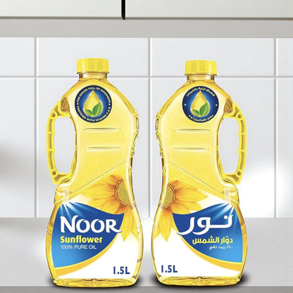 Noor Sunflower Oil – Twin Pack (2 x 1.5L) | 100% Pure, Natural & Cholesterol-Free Cooking Oil - Damoo