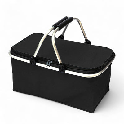 Insulated Picnic Basket with Aluminum Handle – Large Foldable Food Storage Tote Bag for Camping, Picnic, and Grocery – W27 x H24 x L47 cm - Damoo