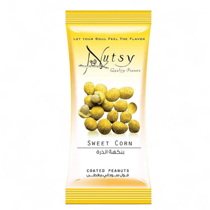 Nutsy Sweet Corn Flavor Coated Peanuts – 25g Crunchy Snack – High in Fiber & Protein – Roasted Peanuts with Vitamins & Minerals - Damoo