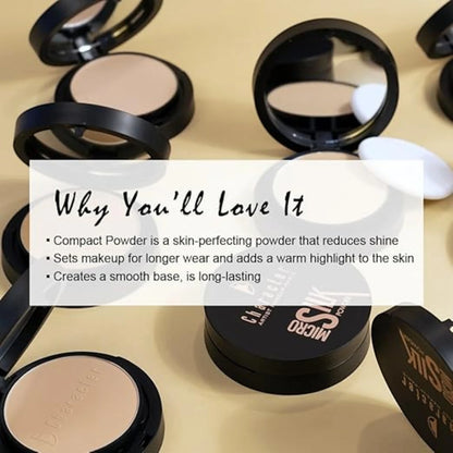 CHARACTER Micro Silk Powder CMP002 – Silky Matte Finish, Full Coverage, Lightweight & Long-Lasting Compact Powder for Smooth, Shine-Free Skin - Damoo