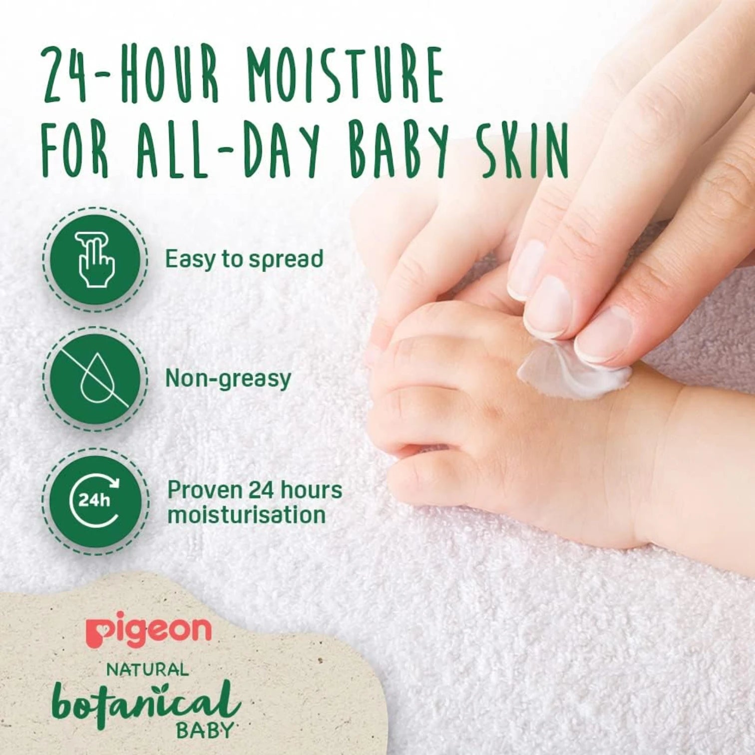 Pigeon Natural Botanical Baby Milky Lotion 500ml – Hypoallergenic, Non-Greasy Baby Moisturizer with Argan, Olive & Chamomile - Damoo