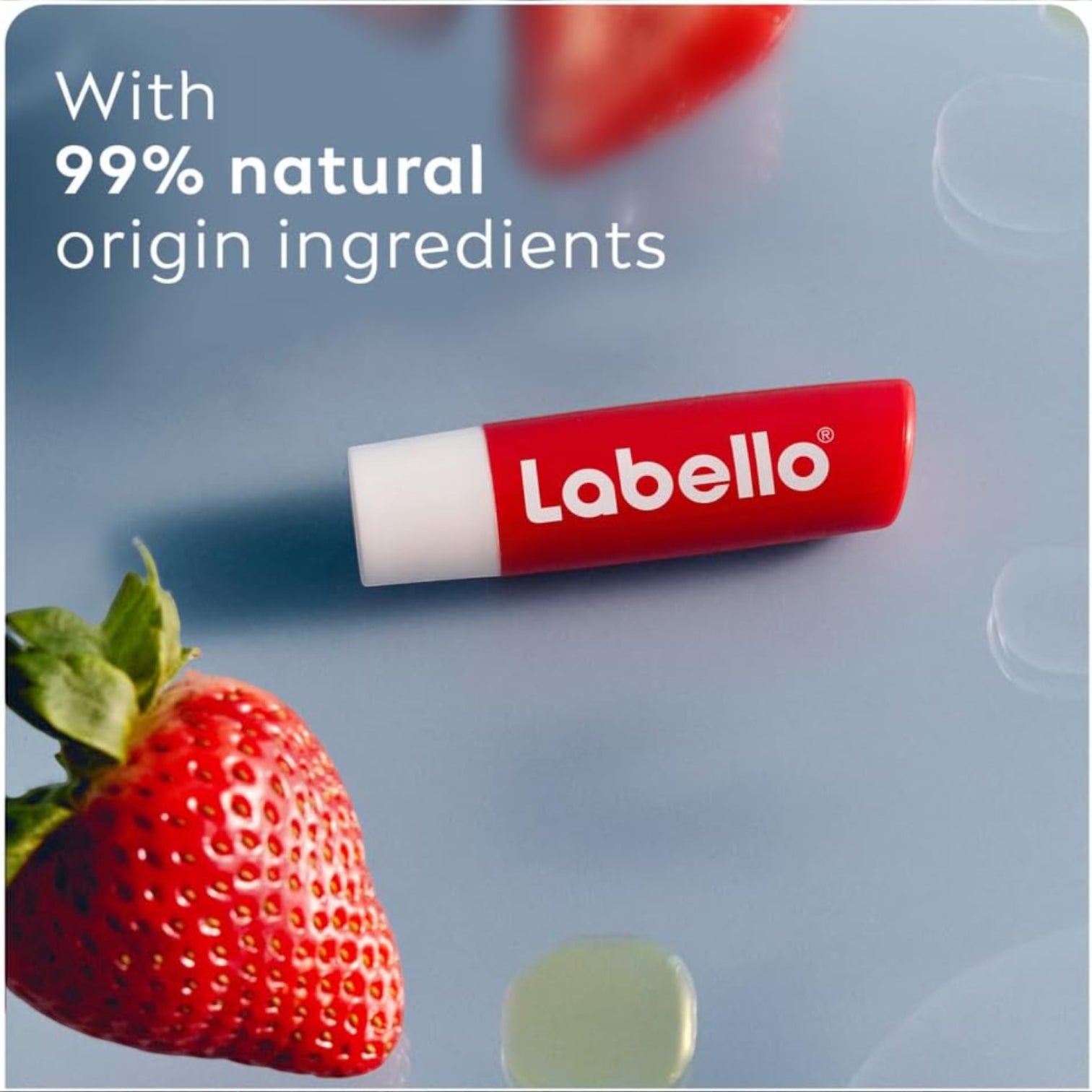 Labello Strawberry Shine Lip Balm – 24H Moisture, Vegan Formula, Red-Tinted Hydration with Shea Butter & Natural Oils – Smooth & Nourishing Lip Care - Damoo