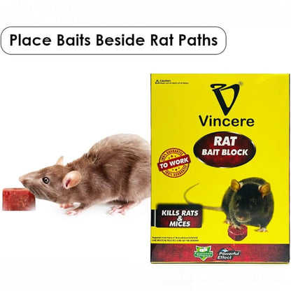 Vincere Rat Bait Block – 9 Pack | Powerful Rodent Killer Poison for Rats & Mice | Indoor & Outdoor Use with Bait Stations - Damoo