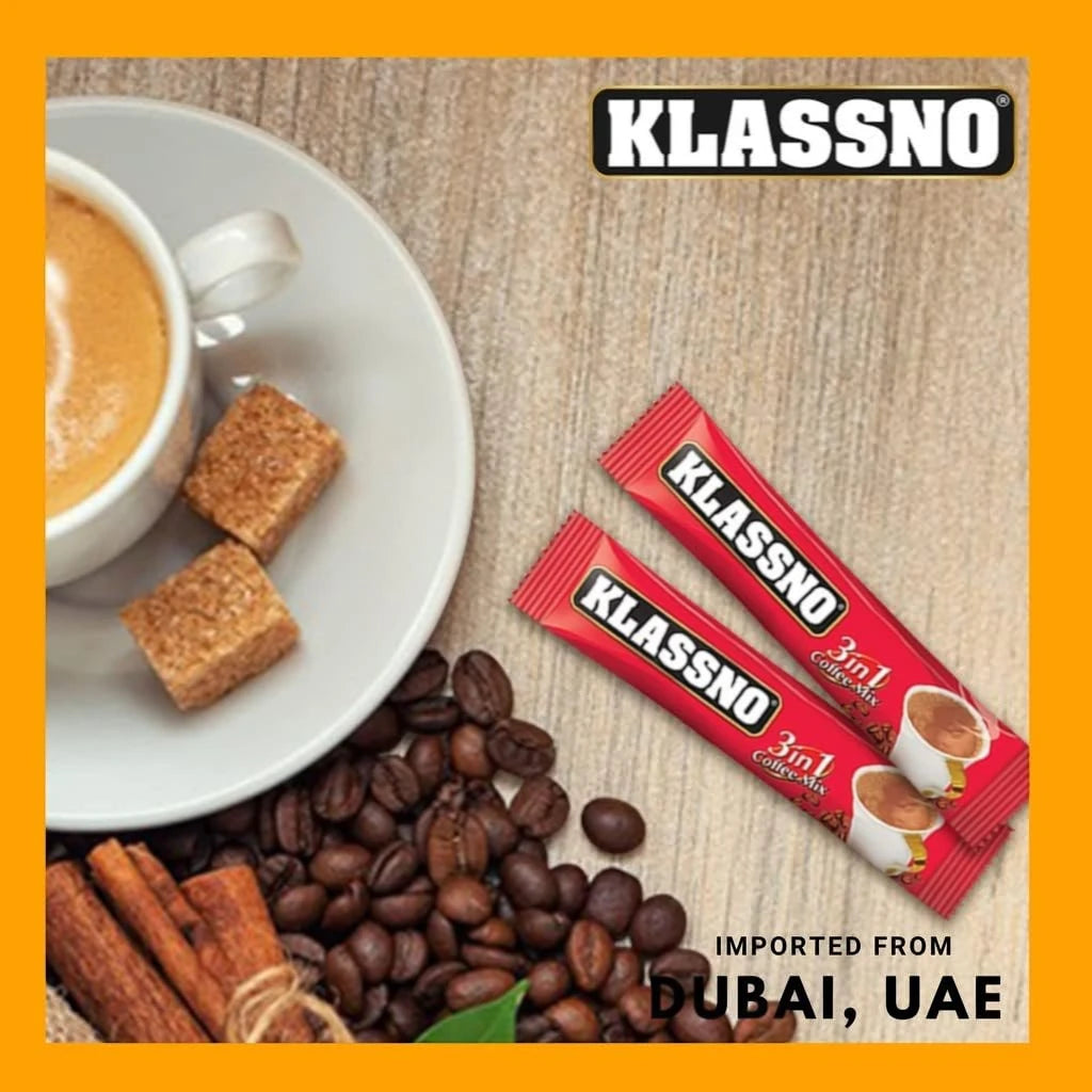 Klassno Pro 3-in-1 Instant Coffee Mix – 25+5 Sachets | Smooth, Sweet & Creamy Coffee Blend | Half-Caffeinated | Dark Roast - Damoo