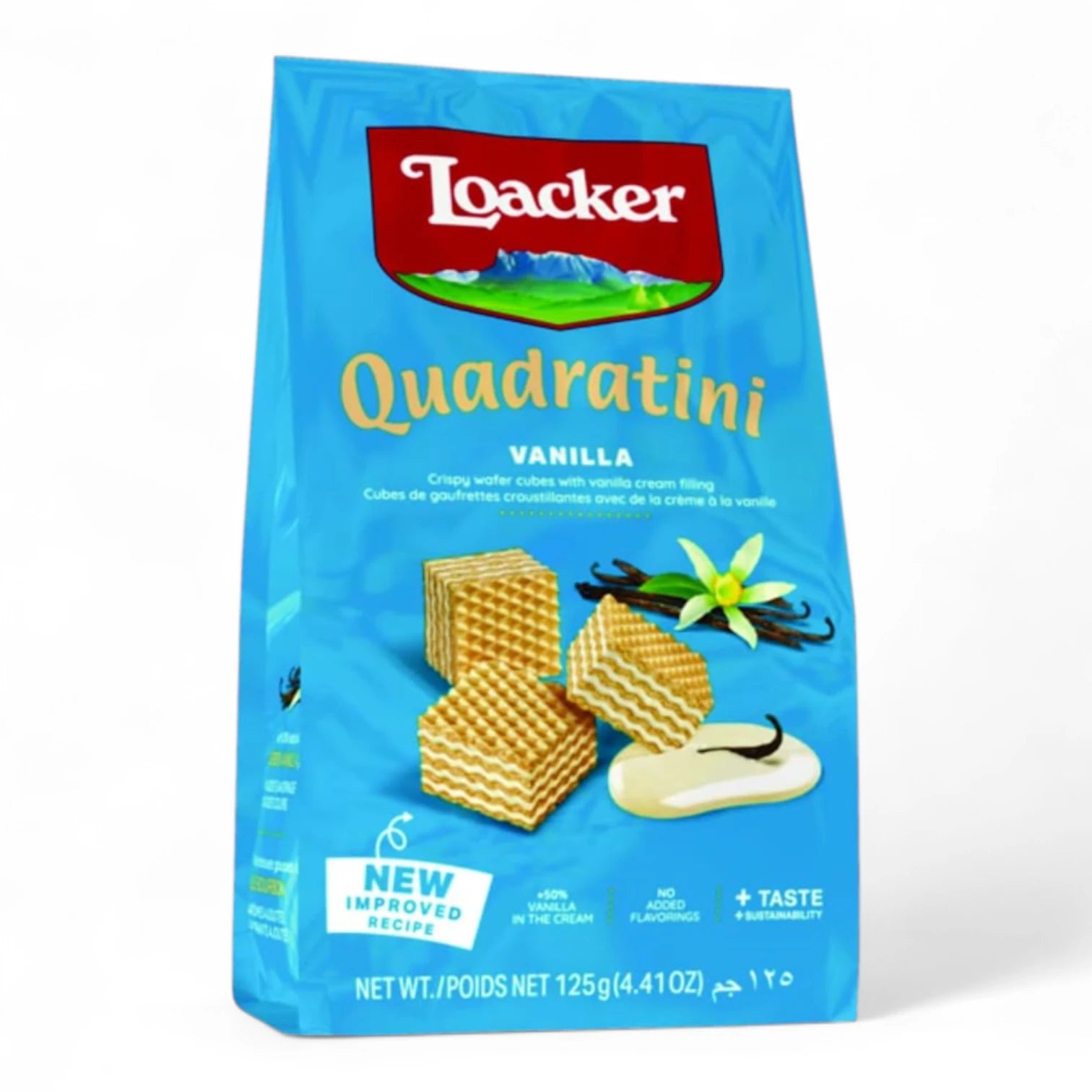 Loacker Quadratini Vanilla Wafer – 125g | Crispy Wafers with Bourbon Vanilla Cream – Kosher, Made in Italy - Damoo
