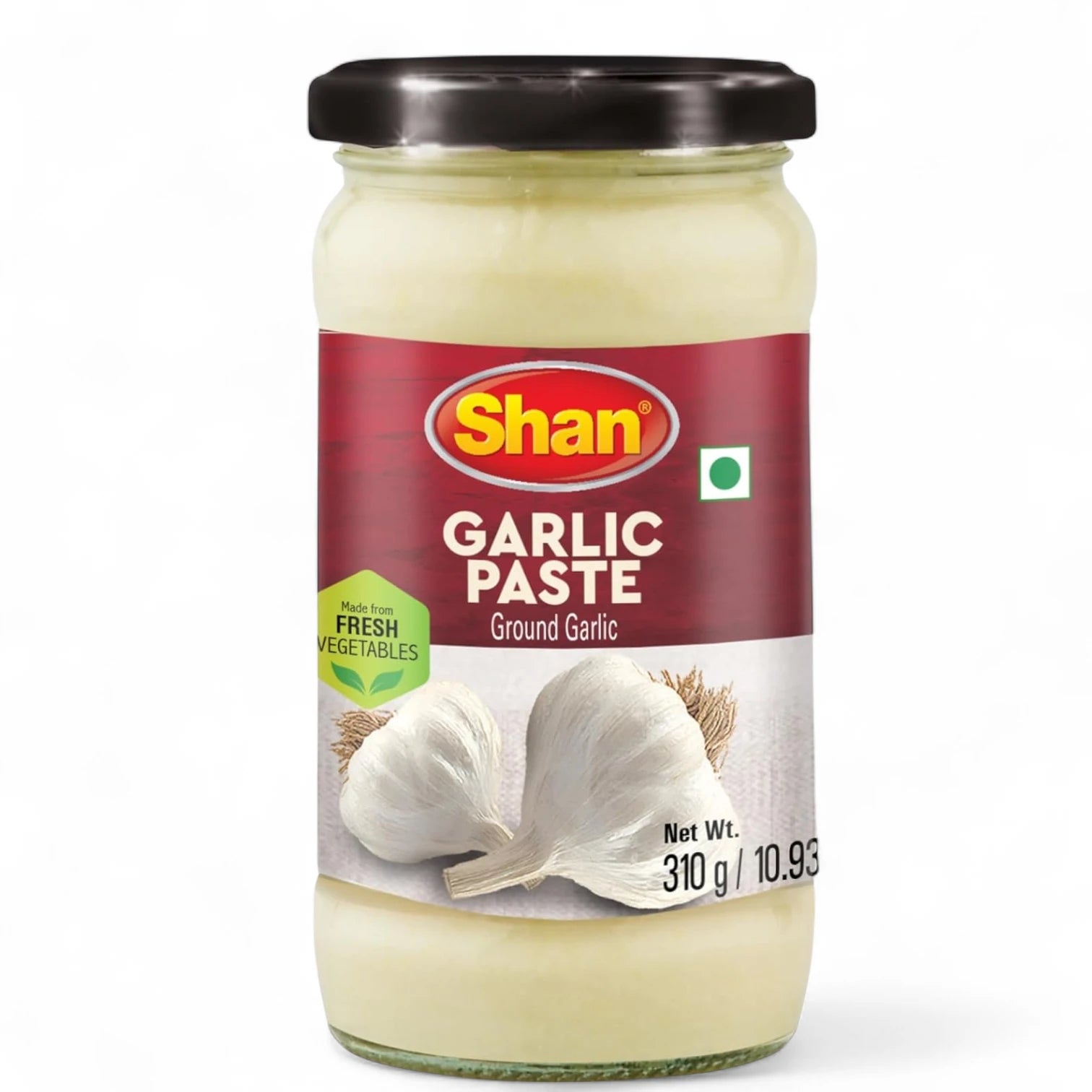 Shan Garlic Paste 310g – Authentic Fresh Ground Garlic Cooking Paste | Rich Aroma & Flavor Enhancer | Vegetarian, No Preservatives | Airtight Glass Jar for Freshness - Damoo