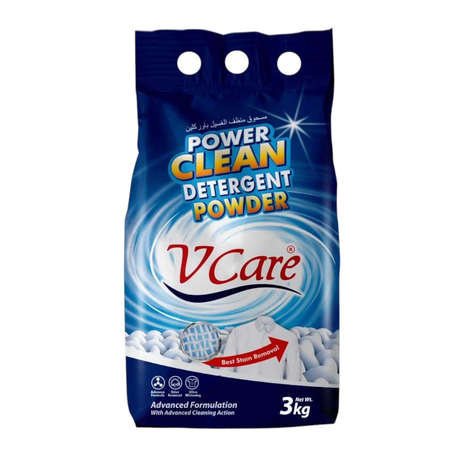 V Care Power Clean Laundry Detergent Powder 3Kg – Effortless Stain Removal, Long-Lasting Fragrance & Ultra Whitening Formula - Damoo