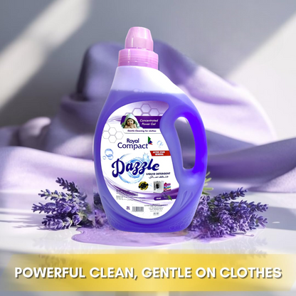 Royal Compact Dazzle Liquid Detergent 2L – Lilac Scent | Concentrated Power Gel with Active Stain Removal | Gentle Cleaning for Clothes - Damoo