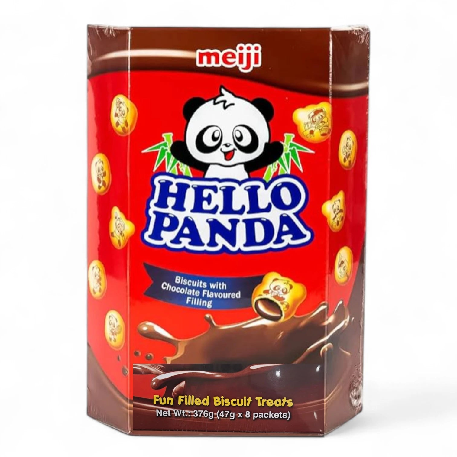 Meiji Hello Panda Chocolate Biscuits Family Pack – 8 x 47g – Fun Shaped Crunchy Biscuits with Creamy Chocolate Filling – Perfect Snack for Kids & Adults – 376g Total** - Damoo