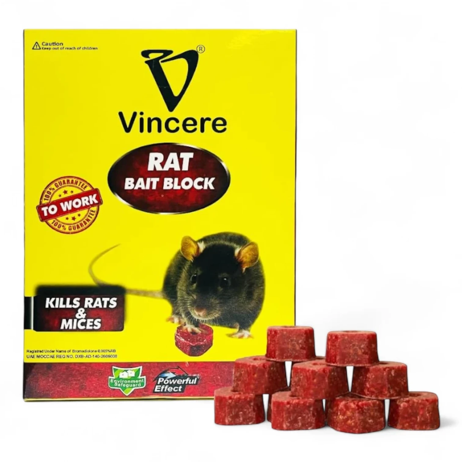 Vincere Rat Bait Block – 9 Pack | Powerful Rodent Killer Poison for Rats & Mice | Indoor & Outdoor Use with Bait Stations - Damoo